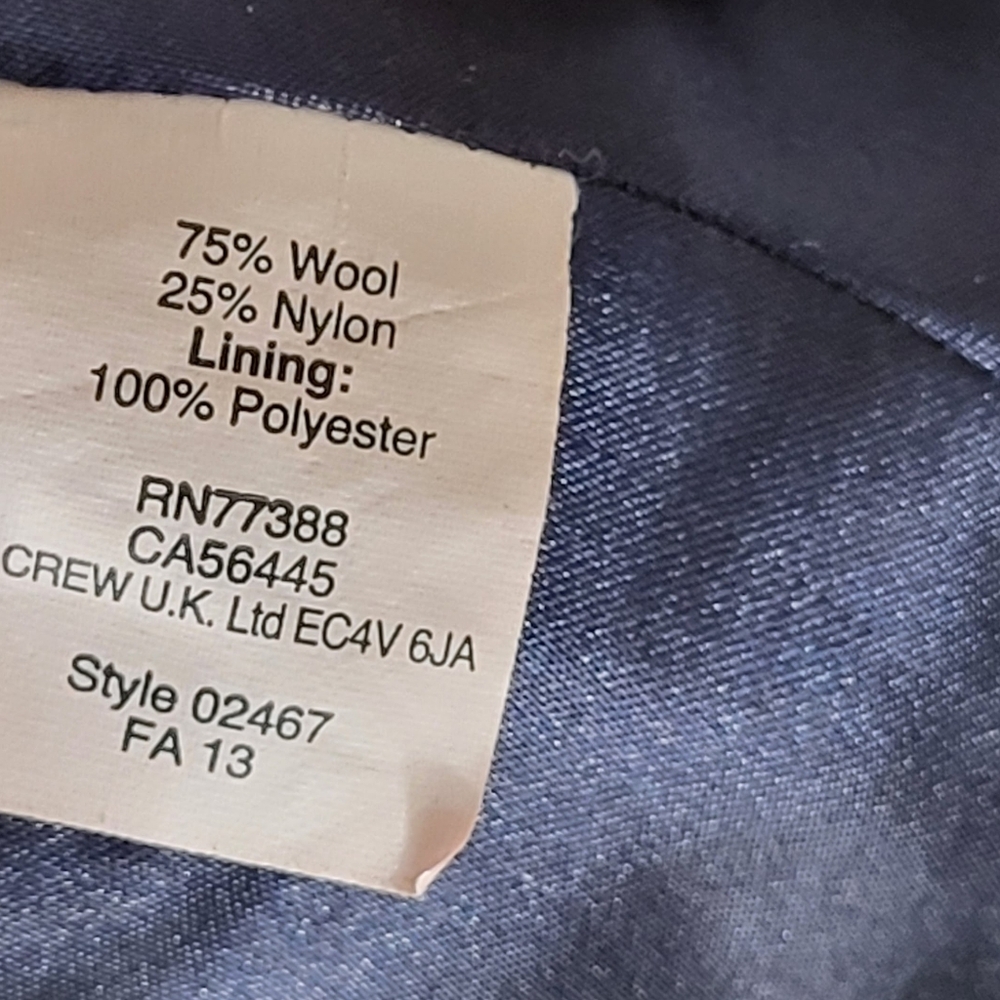 Vintage J. Crew Lady Day Coat Burgandy Wool Blend w/ Navy Trim Buttons Sz 8 EUC - Picture 15 of 16